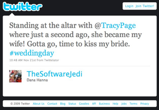Illustration for article titled Husband and Wife Update Facebook and Twitter at the Altar